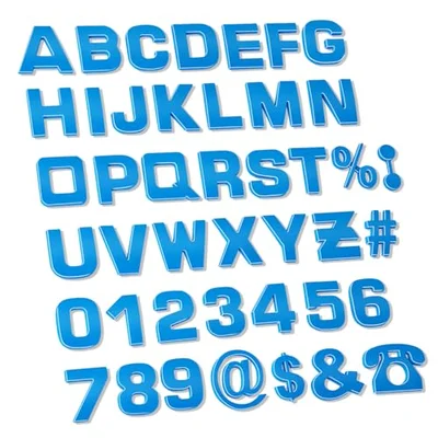 Lamoutor 43Pcs Large Size Car Emblem Letters Sticker DIY 3D Chrome Number Symbol Badge Decal(Blue)