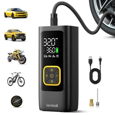 Lamicall Car Tire Inflator Portable Air Compressor, 4X Faster, 150 ...
