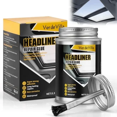 Headliner Repair Glue, Car Headliner Adhesive with Brush, Car Roof Liner Fabric Adhesive, Upholstery Glue for Cars,Headliner Repair Kit, ...