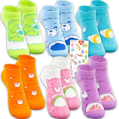 Care Bears Socks for Women Set - Bundle with 6 Pairs of Cartoon Low Cut Socks Size 4-10 Plus ...