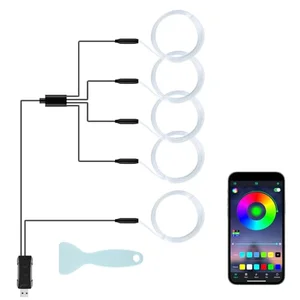 LivTee Smart Car LED Interior Lights with USB Port, LED Strip Fiber Optic ...