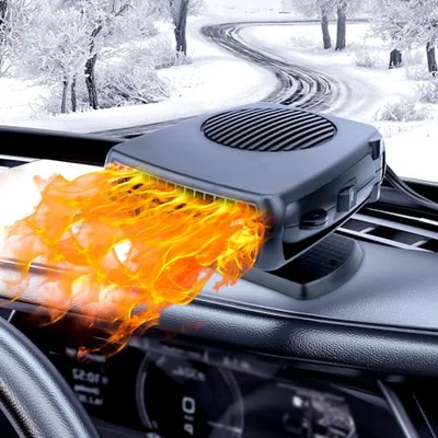 12V Car Heater,200W Portable Windshield Defogger and Defroster Fast Heating & Cooling Fans with Cigarette Lighter Plug(Black)