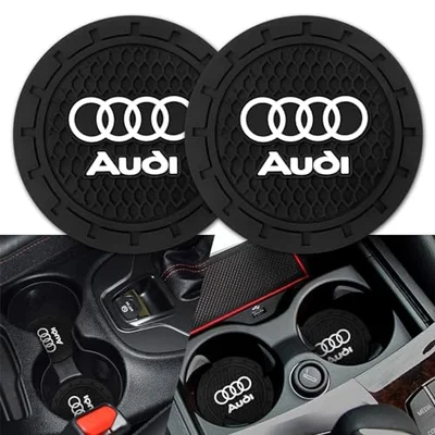 Car Cup Holder Coaster for Audi A4 A5 A6 A7 A8 Q3 Q4 Q5 Q6 Q7 Q8 Silicone Cupholder Coaster Interior Accessories 2.75in 2Pieces Black