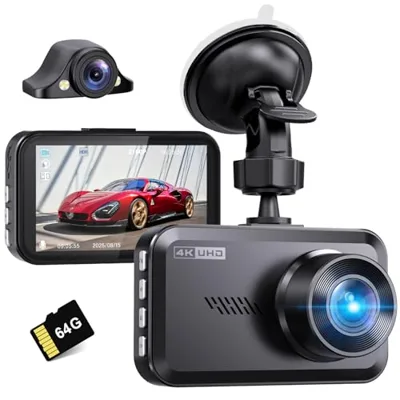Miden 4K+2.5K Dash Cam Front and Rear,Free 64G SD Card,2160P+1600P ...