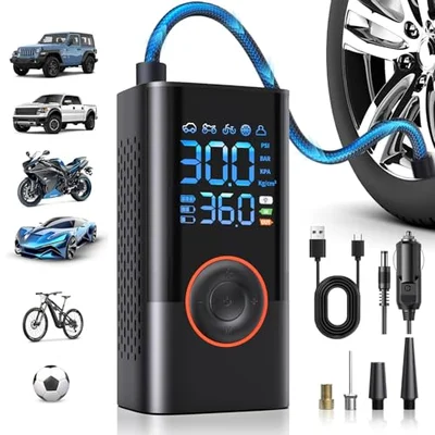 Tire Inflator Portable Air Compressor Portable Cordless Mini Air Pump with Digital Pressure Gauge Inflater 150PSI 3X Fast Inflation Auto Shutoff La...