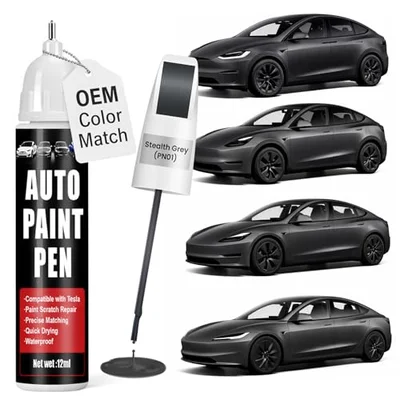 Qnofuit Touch Up Paint for Cars (Stealth Grey PN01), Compatible with Tesla Model Y/3/X/S, 0.4 fl oz Color Accurate 2-in-1 Car Paint Scratch Repair ...