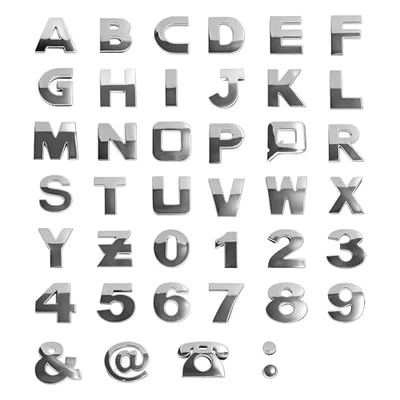 KAUEGOW 40 PCS Car Letters Emblem, Waterproof 3D Alphabet & Symbol Sticker Vehicle Body Trim Badge, Self-Adhesive Rear Trunk Tailgate Logo Number E...