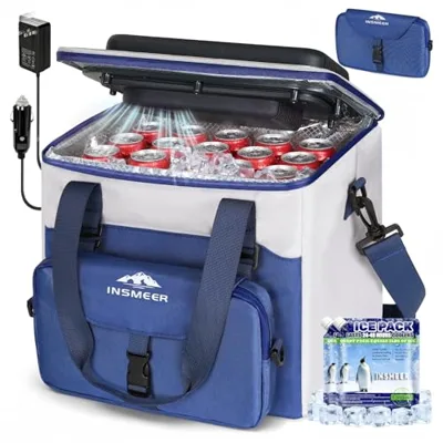INSMEER 20L Electric Cooler/Warmer for Car, 110V/12V Coolers with Ice Pack