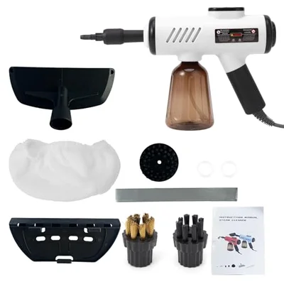 Brilluxa Steam Cleaner, 1200W Handheld Steamer Portable High Pressure Cleaner with 3 Temperature Settings for Car Home Detailing (White US Plug 110V)