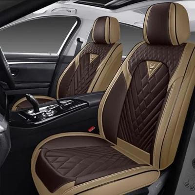 HESHS Car Seat Covers Front Seats for Cadillac Escalade 2002-2026, Waterproof Nappa Leather Car Seat Cover, Full Coverage Car Seat Covers Sets(2 Seats/Brown Coffee)