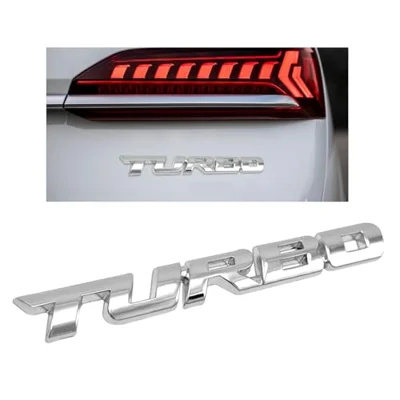 Yourkar Turbo Car Emblem Decal, 3D Metal Turbo Badge for Auto Side Body Fender Trunk, Zinc Alloy Badge Decals Sticker for All Vehicles Trucks SUV, Universal Car Accessories (Silver, 1PCS)