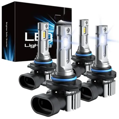 RCJ 9005 9006 Bulbs Combo, 600% Brightness 9005/HB3 High 9006/HB4 Low Dual Beam Bulbs, 6000K Cool White, Plug and Play, IP67 Waterproof, Pack of 4