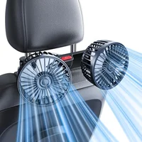 Yatessence Dual-Head Rear Seat Car Fan, Powerful Airflow, 360° Rotation, Blows Both Left & Right, Adjustable Angle, Perfect for Pets, Front & Back Seats, USB & 12V/24V Powered