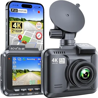 ROVE R2-4K Dash Cam Built-in WiFi 6 GPS Car Dashboard Camera Recorder with UHD 2160P, 2.4