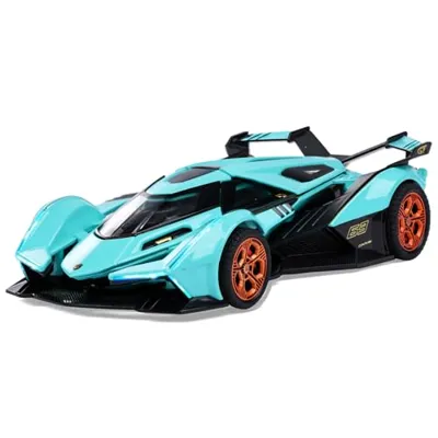 SASBSC Toy Cars Lambo V12 Sports Car Toy with Light and Sound Diecast Metal Model Cars for 3+ Year Old Boys Pull Back Race Car Gift Toys for Kids Ages 3+ (Blue)