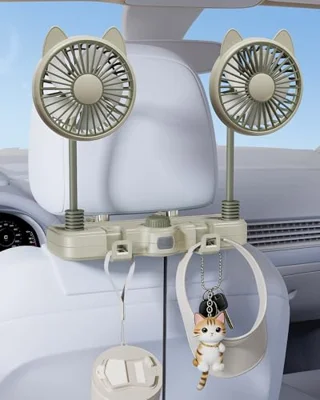 scenein Cute Dual Head Gooseneck Car Cooling Fans for ...