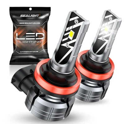 SEALIGHT H11 LED Fog Light Bulbs, 10000LM 600 Percent Brightness, H11 H16 H8 Compatible, 6000K Cool White