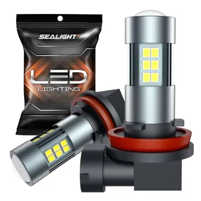 SEALIGHT H11 H8 H16 LED Fog Light Bulbs or DRL, Real 360° illumination Fog Bulbs, 6000K 400%...