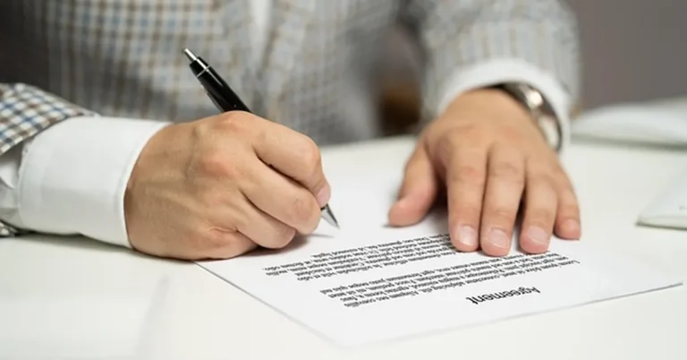Person signing a warranty or service document