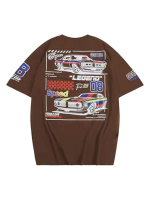 SOLY HUX Men's Graphic Tees Letter Car Print T Shirts