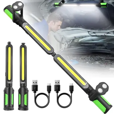 SYLSTAR 360° Rechargeable Work Light with Remote &Telescopic Stand (8.4Ft), 3000LM Ultra Bright 3CCT for Mechanic, 2400LM Bright LED Work Light, 4400mAh Rechargeable Underhood Work Light Bar with Hooks, Magnetic Mechanic Light for Car Repairing/Inspection/Garage/Workshop/Emergency