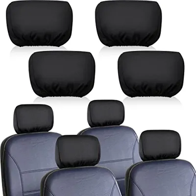 Tallew 4 Pcs Universal Car Headrest Cover Soft Car Seat Rest Cover Protector Fabric Head Rest Coverings for Truck Auto(Black)