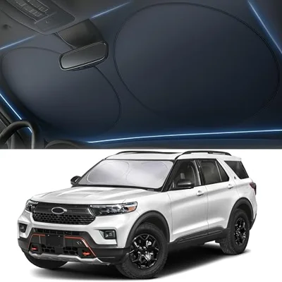 Autovir Windshield Sun Shade, Foldable Car Window Shades, 280T Visor Shade