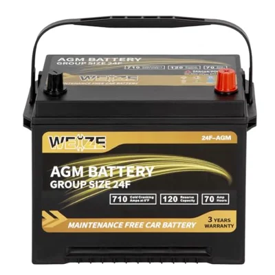 Weize Platinum AGM Battery BCI Group 24F Automotive Battery, 120RC, 710CCA, 36 Months W...