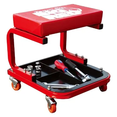 Torin TR6300 Red Rolling Creeper Garage/Shop Seat: Padded Mechanic Stool