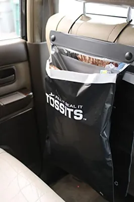 Tossits Recycled Disposable Trash Bag Car Garbage Bags (3 Sets of 7 Car Trash Bag) - Leakproof, Smell Proof Automotive Garbage Bag - Can Hang from Headrest - New Trash Can for Car or Vehicle