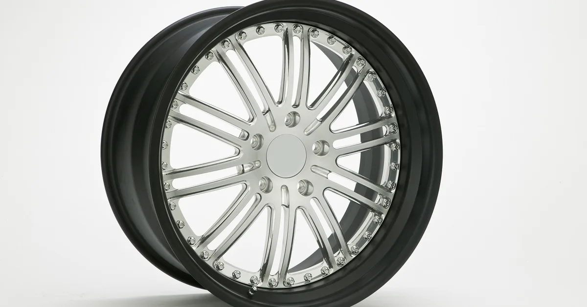 Close-up of a truck wheel and rim