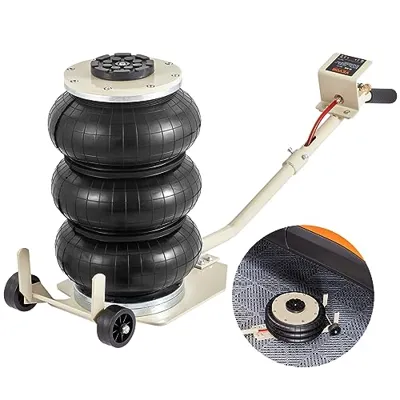 VEVOR Air Jack, 3T / 6600 lbs Triple Bag Air Jack, Airbag Jack with Six Steel Pipes, Lift up to 17.7 inch/450 mm, 3-5 s Fast Lifting Pneumatic Jack, with Long Handles for Car, Garage, Repair