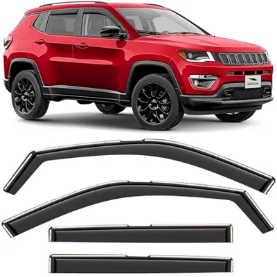 Voron Glass in-Channel Extra Durable Rain Guards for Jeep Compass 2017-2026, Window Deflectors, Vent Window Visors, 4 Pieces - 200669