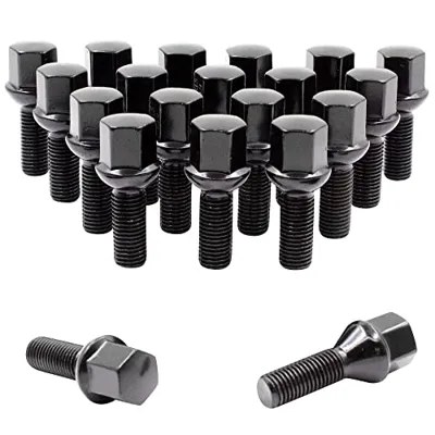 Wheel Accessories Parts Set Of 20 Black 14×1.5 Lug Bolts Ball Seat
