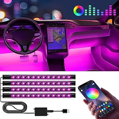 Winzwon Interior Led Lights for Car Accessories for Women Men, Birthday Gifts for Men Him, APP Control with USB Port Music Sync Color Change Lights for Jeep Truck Decor, 12V
