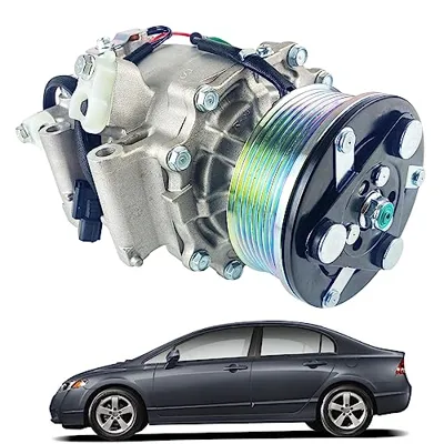 YzusGomumu Car AC Compressor Compatible with 2006 2007 2008 2009 2010 2011 Honda Civic 1.8L Air Conditioner Compressor w/Clutch Replaces# 38800RNAA01 38810RRBA01 38800-RNB-A02 38800RNAA010M2