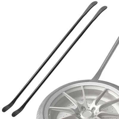 Zihvfzu Tire Mounting and Demount Tool Iron 2-Piece Set, Essential for Tubeless Tire Replacement, Demount and Repair, Manual Tire Changer for Trucks, Trailers, Buses, Etc., 38 Inch x 4/5 Inch, Black