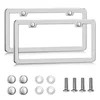 2-Pack Solid Silver Rust-Proof Car License Plate Frames - Universal