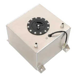 5 Gallon Fuel Cell Gas Tank Aluminum Polished Race Street Drift Strip with Level Sender Silver