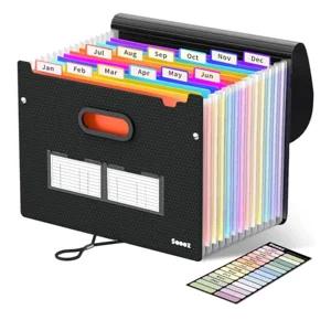 Sooez 13-pocket accordion file organizer for storing car loan paperwork