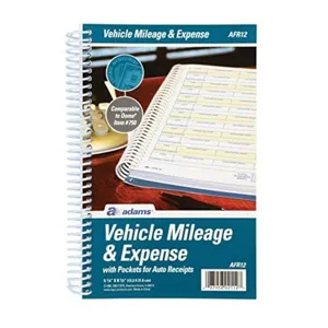 Adams glove-box vehicle mileage and expense journal for logging business trips