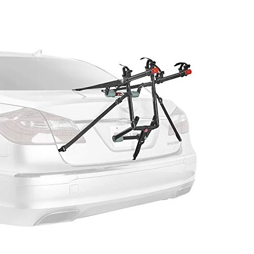 Allen Sports Deluxe 2-Bike Trunk Mount Rack Model 102DN-R mounted on the trunk of a sedan