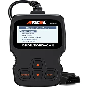 ANCEL AD310 OBD2 scanner used to check real-world fuel economy and engine data