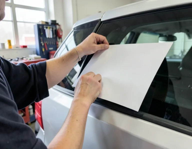 Applying a blank vinyl decal sticker to a car rear window