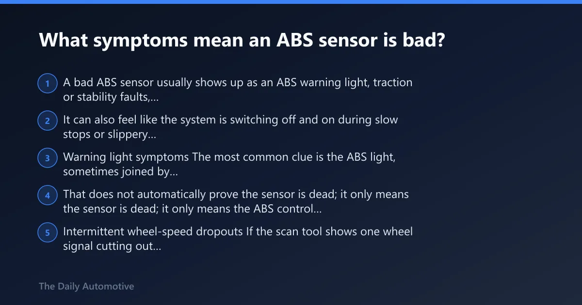 Steps: What symptoms mean an ABS sensor is bad?