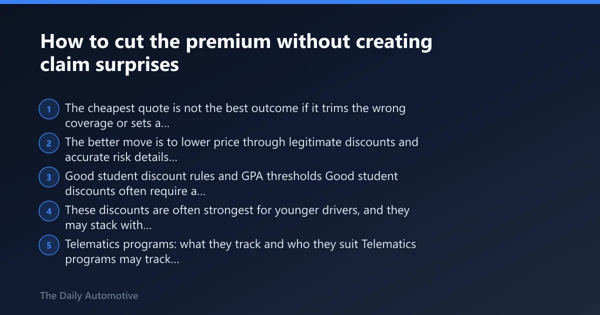 Steps: How to cut the premium without creating claim surprises