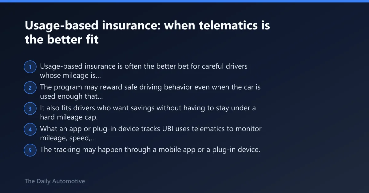 Steps: Usage-based insurance: when telematics is the better fit