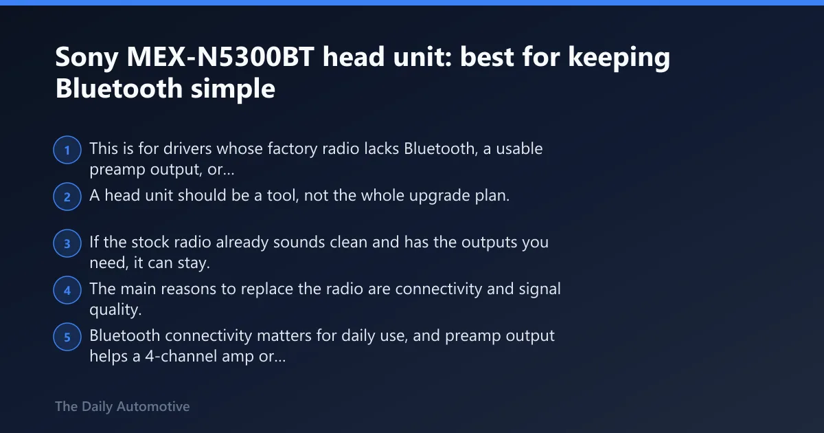 Steps: Sony MEX-N5300BT head unit: best for keeping Bluetooth simple