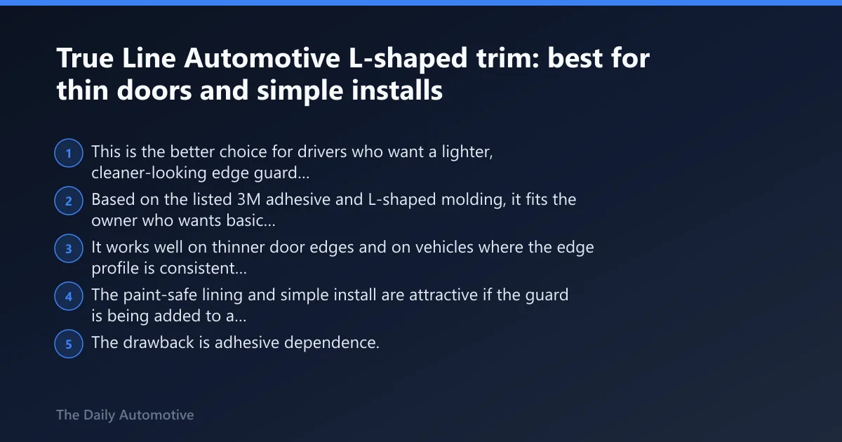 Steps: True Line Automotive L-shaped trim: best for thin doors and simple installs