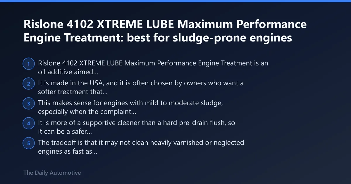 Steps: Rislone 4102 XTREME LUBE Maximum Performance Engine Treatment: best for sludge-prone engines